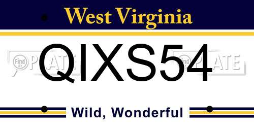 QIXS54 West Virginia License Plate