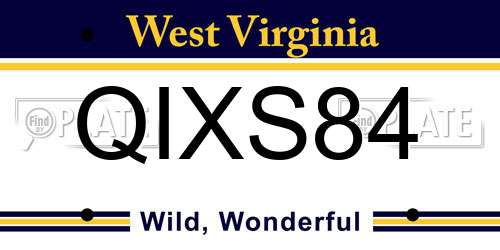 QIXS84 West Virginia License Plate