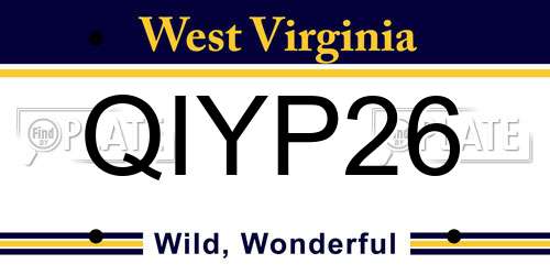 QIYP26 West Virginia License Plate