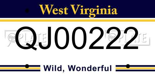 QJ00222 West Virginia License Plate