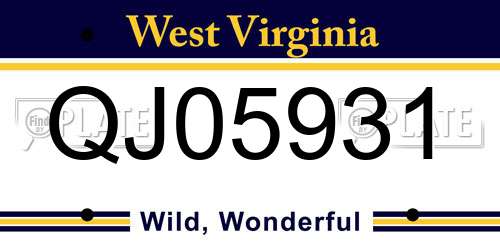 QJ05931 West Virginia License Plate