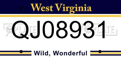 QJ08931 West Virginia License Plate