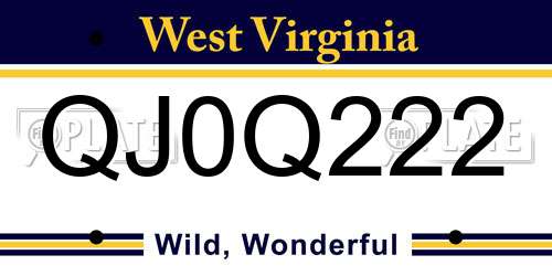 QJ0Q222 West Virginia License Plate