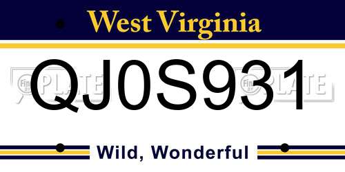QJ0S931 West Virginia License Plate