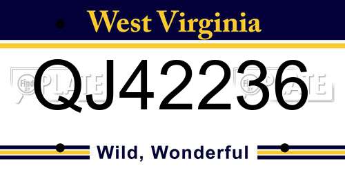 QJ42236 West Virginia License Plate