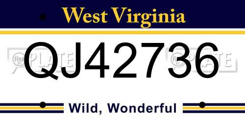 QJ42736 West Virginia License Plate