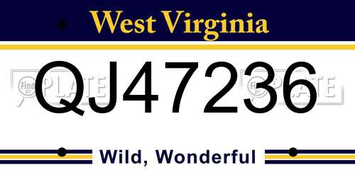 QJ47236 West Virginia License Plate