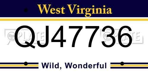 QJ47736 West Virginia License Plate