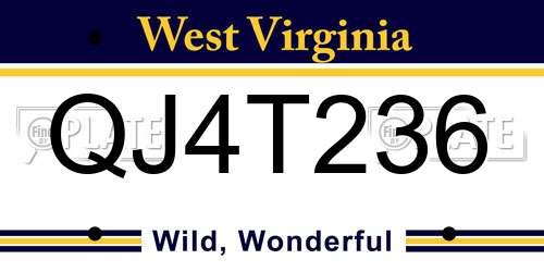QJ4T236 West Virginia License Plate