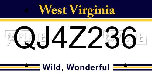 QJ4Z236 West Virginia License Plate