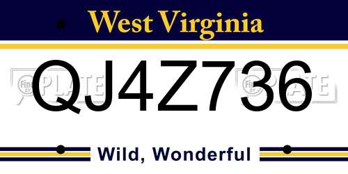 QJ4Z736 West Virginia License Plate