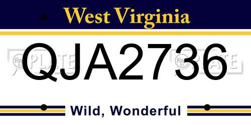 QJA2736 West Virginia License Plate