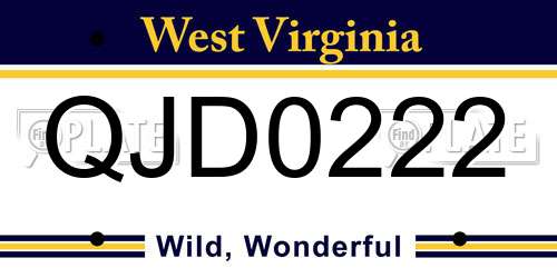 QJD0222 West Virginia License Plate