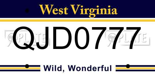 QJD0777 West Virginia License Plate