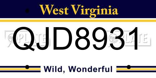 QJD8931 West Virginia License Plate
