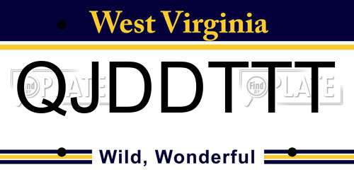 QJDDTTT West Virginia License Plate