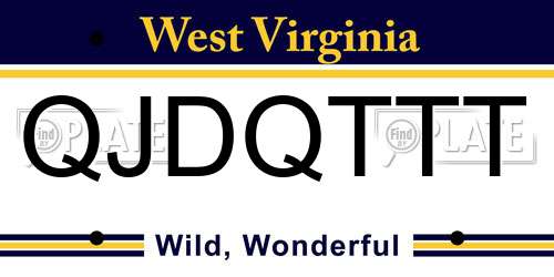 QJDQTTT West Virginia License Plate