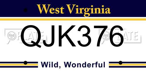 QJK376 West Virginia License Plate