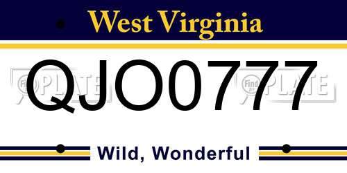 QJO0777 West Virginia License Plate