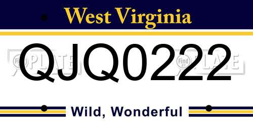 QJQ0222 West Virginia License Plate