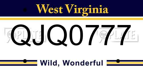QJQ0777 West Virginia License Plate