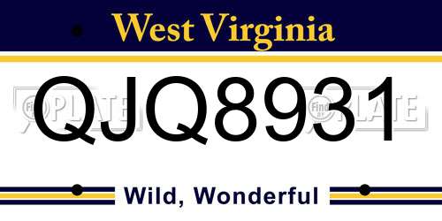 QJQ8931 West Virginia License Plate
