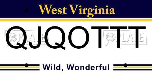 QJQOTTT West Virginia License Plate