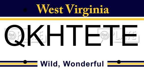QKHTETE West Virginia License Plate