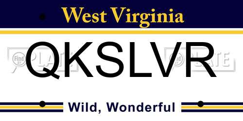 QKSLVR West Virginia License Plate