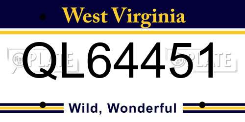 QL64451 West Virginia License Plate