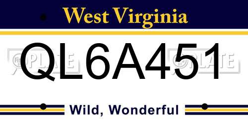 QL6A451 West Virginia License Plate