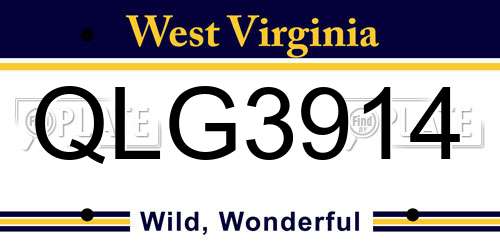 QLG3914 West Virginia License Plate