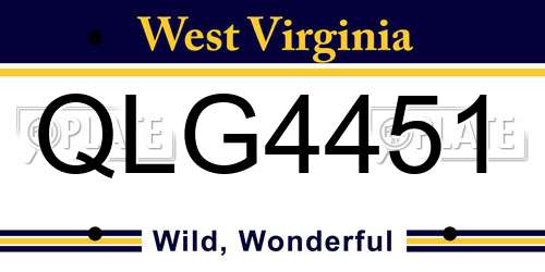 QLG4451 West Virginia License Plate