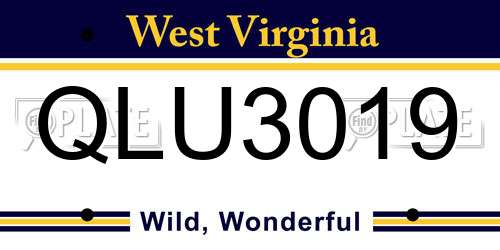 QLU3019 West Virginia License Plate