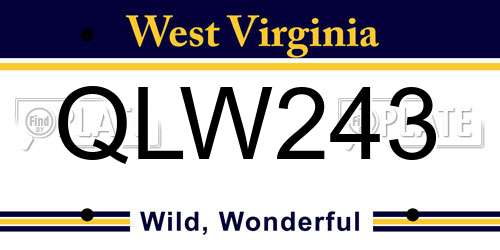 QLW243 West Virginia License Plate