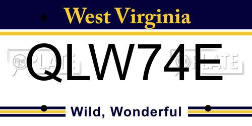 QLW74E West Virginia License Plate