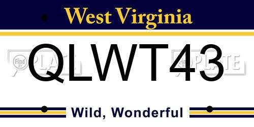 QLWT43 West Virginia License Plate