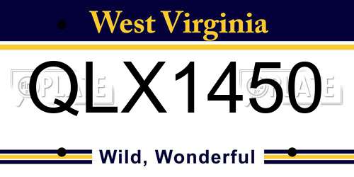 QLX1450 West Virginia License Plate
