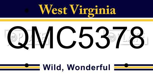 QMC5378 West Virginia License Plate