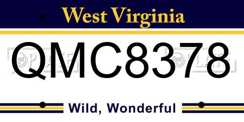 QMC8378 West Virginia License Plate