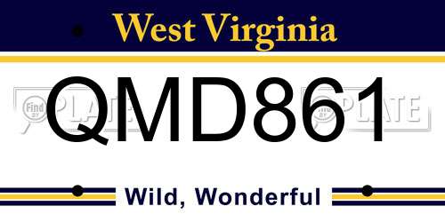 QMD861 West Virginia License Plate