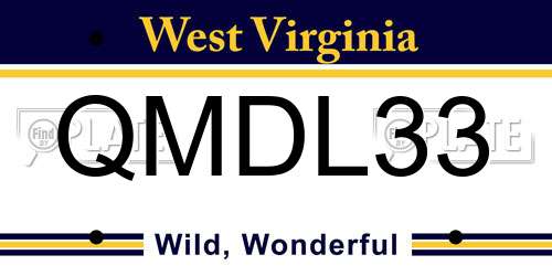QMDL33 West Virginia License Plate