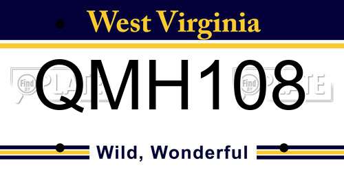 QMH108 West Virginia License Plate