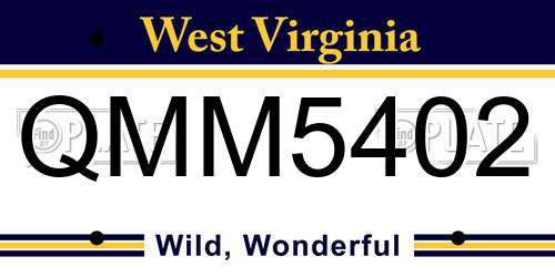 QMM5402 West Virginia License Plate