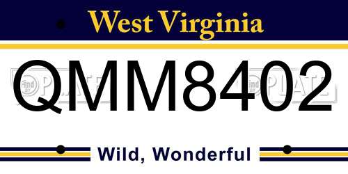 QMM8402 West Virginia License Plate