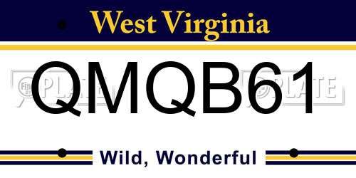 QMQB61 West Virginia License Plate