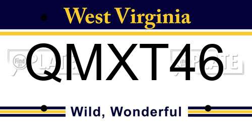 QMXT46 West Virginia License Plate