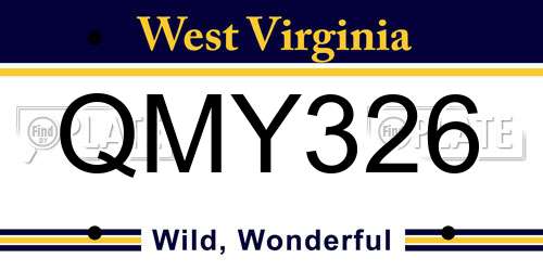 QMY326 West Virginia License Plate