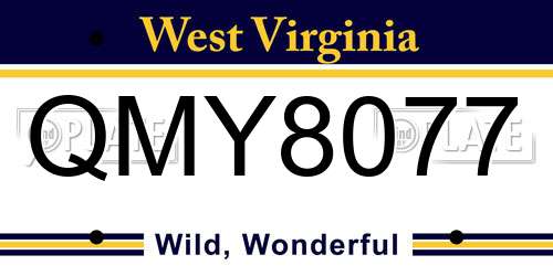 QMY8077 West Virginia License Plate