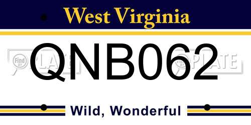 QNB062 West Virginia License Plate